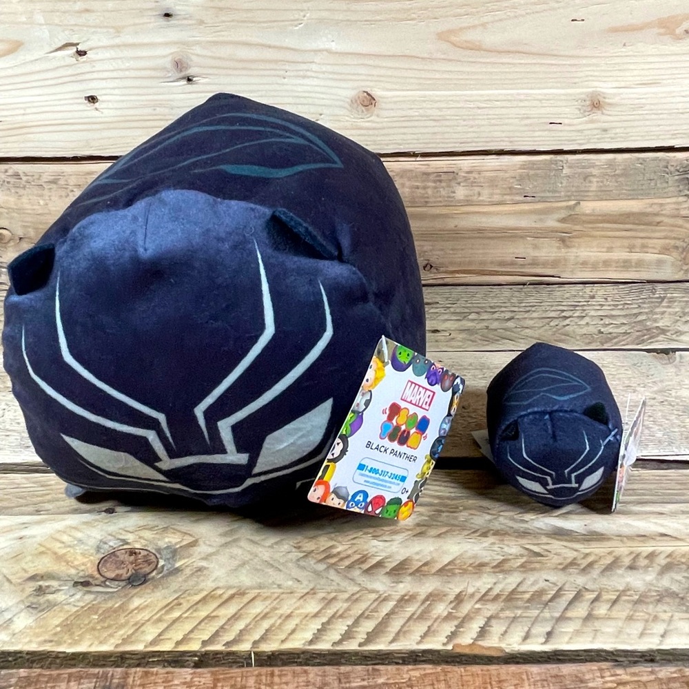 Set of 2: Black Panther Tsum Tsum Plush 2022 Marvel Just Play Disney Hero Pillow